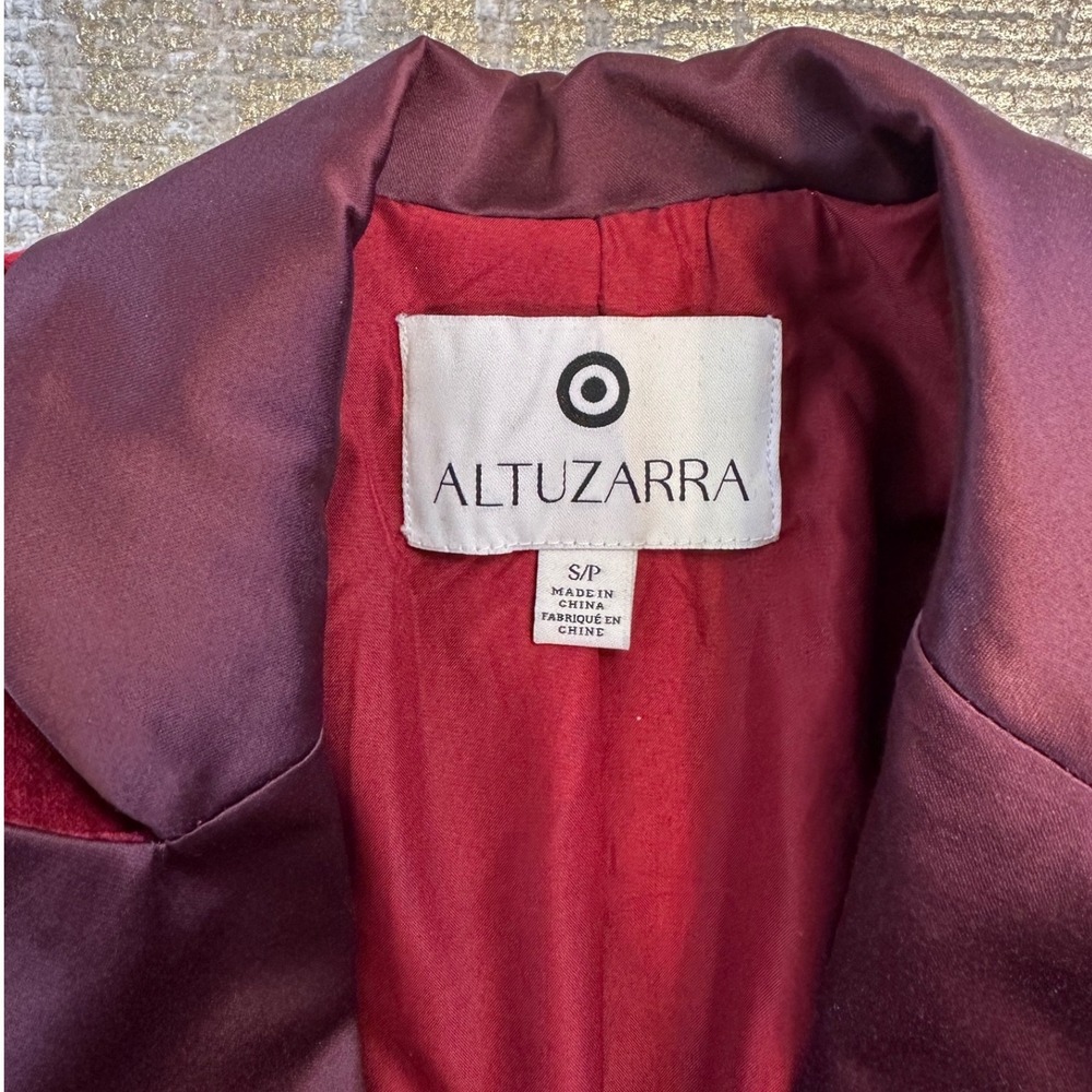 ALTUZARRA For TARGET Burgundy Red Velvet Tuxedo Blazer Satin Lapel | Small - Picture 9 of 12